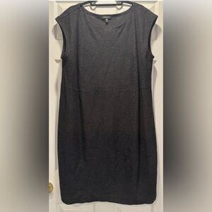 Woman EILEEN FISHER charcoal Gray Sleeveless 100% Wool Shift Dress Sz XL EUC
